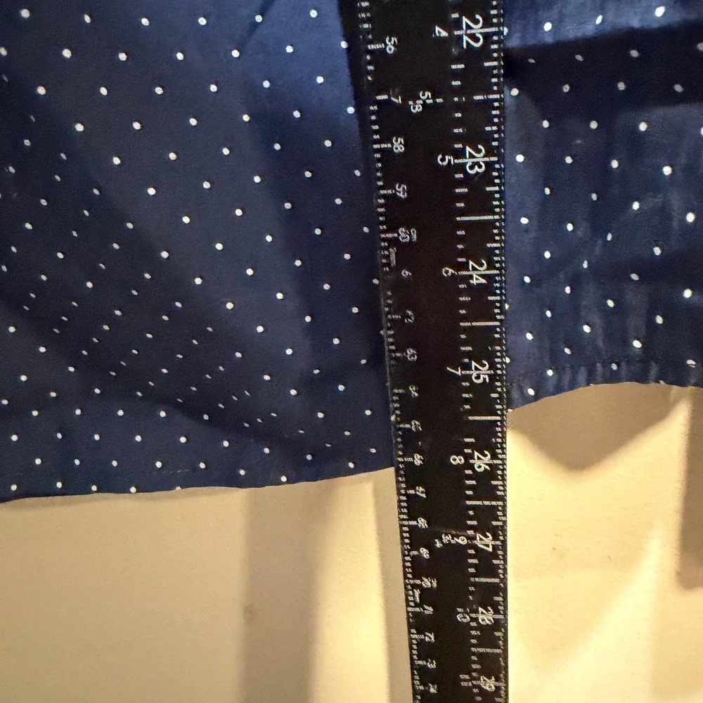 Banana Republic Mens Slim Flex Fit Navy Polka Dot Tech Stretch Cotton Shirt S